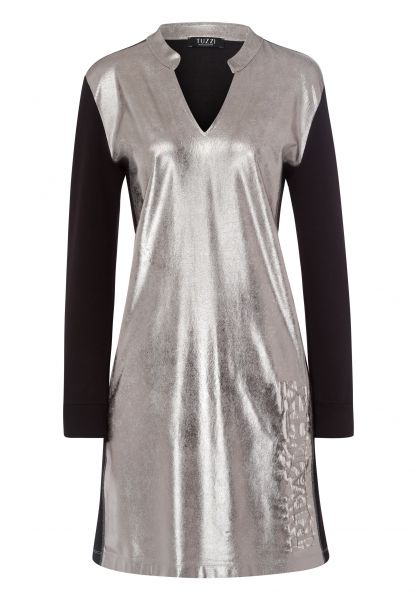 Kleid mit Metallicfront und Nahttaschen