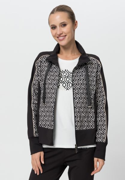 Jacke mit Alloverprint und Uni-Parts